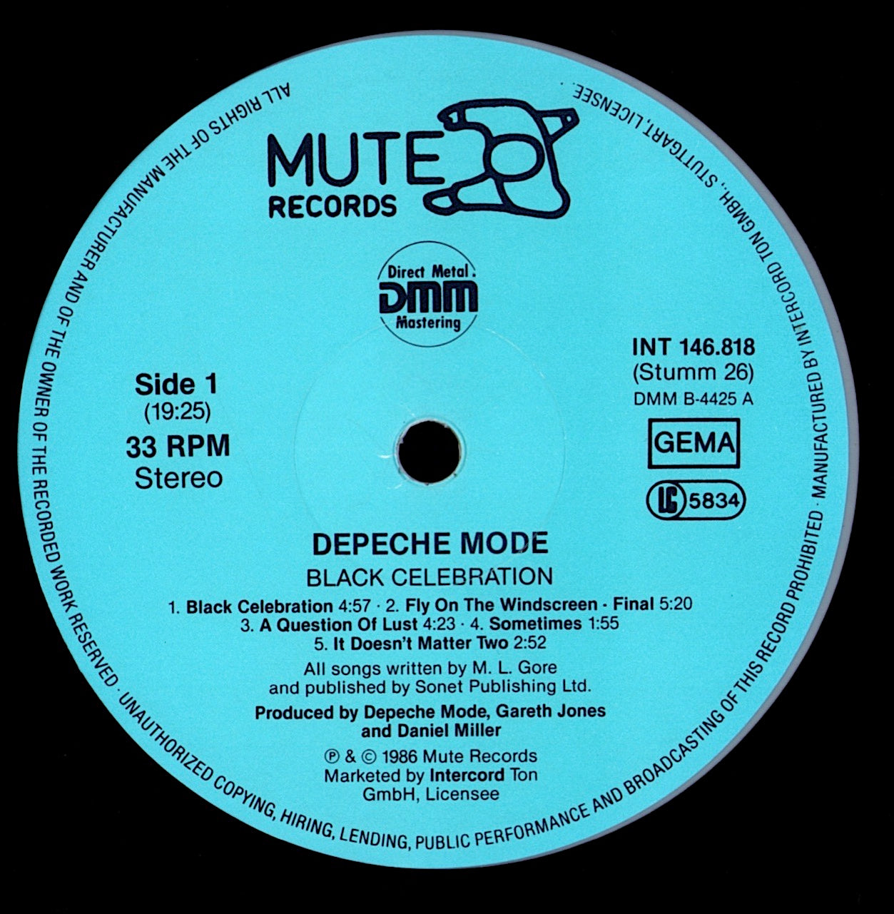 Depeche Mode - Black Celebration Grey Vinyl LP Kopie