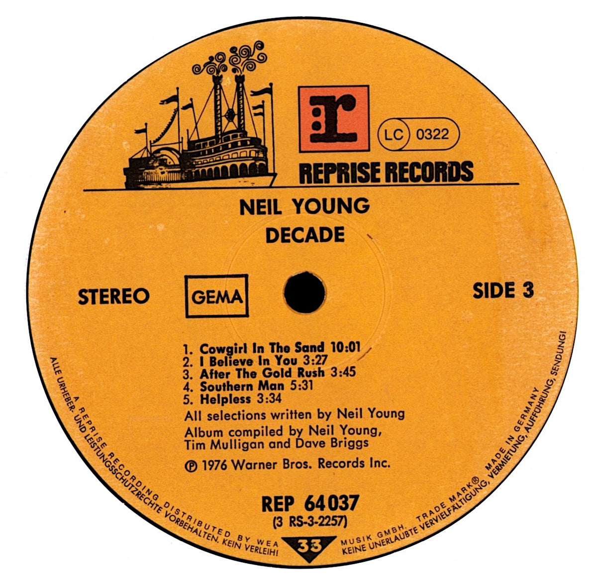 Neil Young – Decade (3LP, GEMA, Germany) – RARE Translucent Vinyl (Smoky Amber / Brown Glow Under Light)