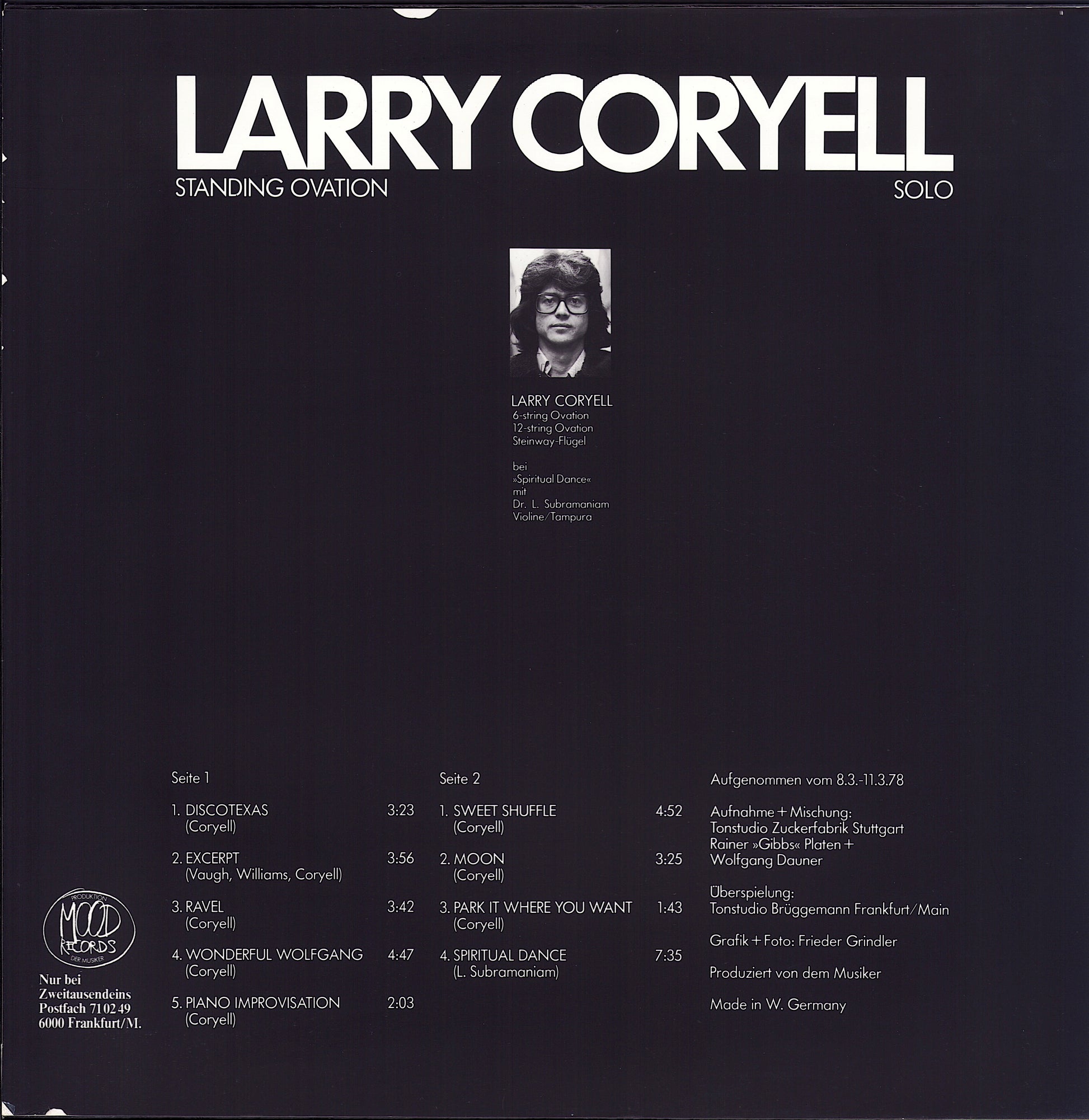 Larry Coryell – Standing Ovation - Solo Vinyl LP