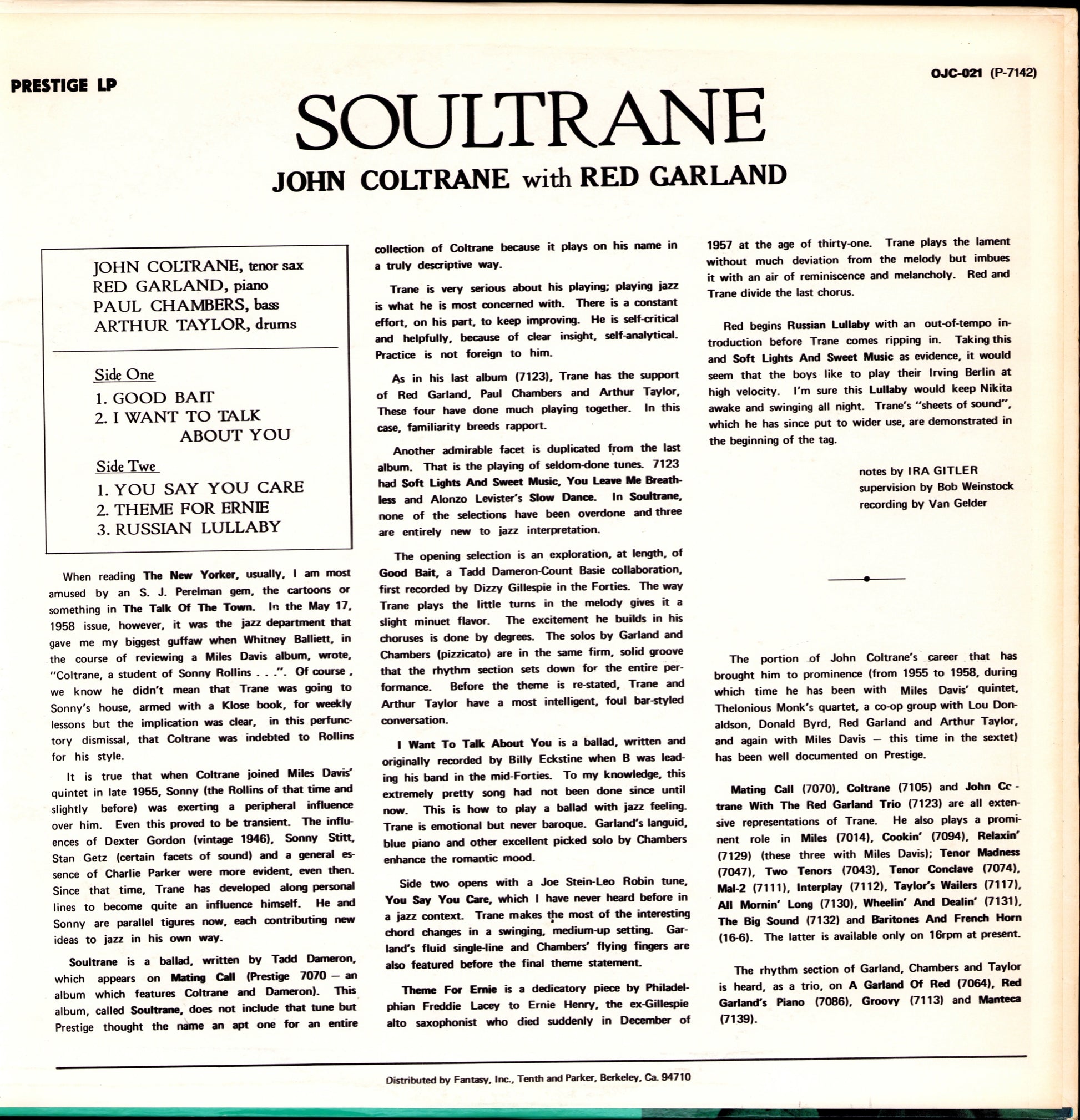 John Coltrane – Soultrane Vinyl LP