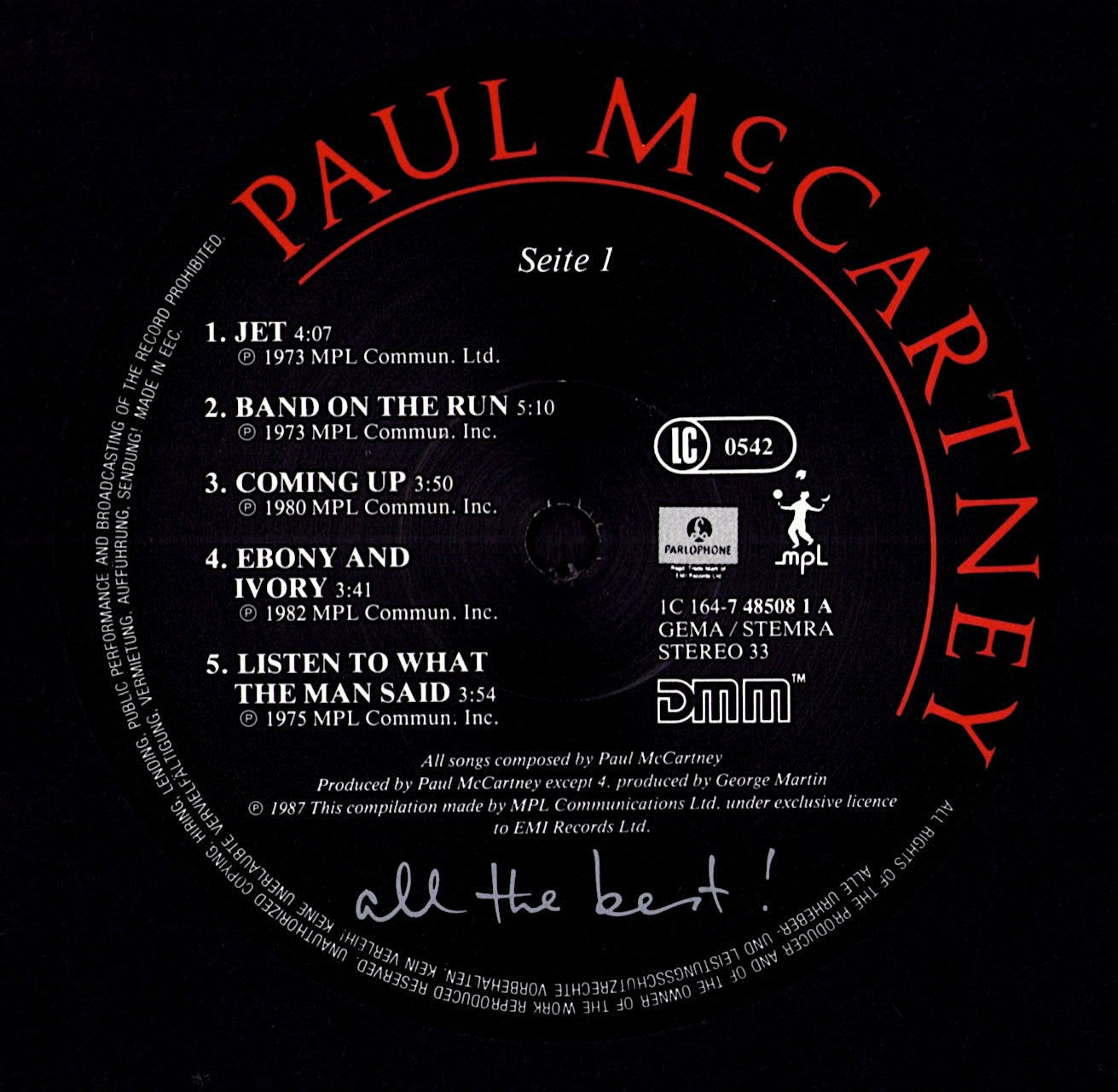 Paul McCartney And Wings - Band On The Run Vinyl LP Kopie
