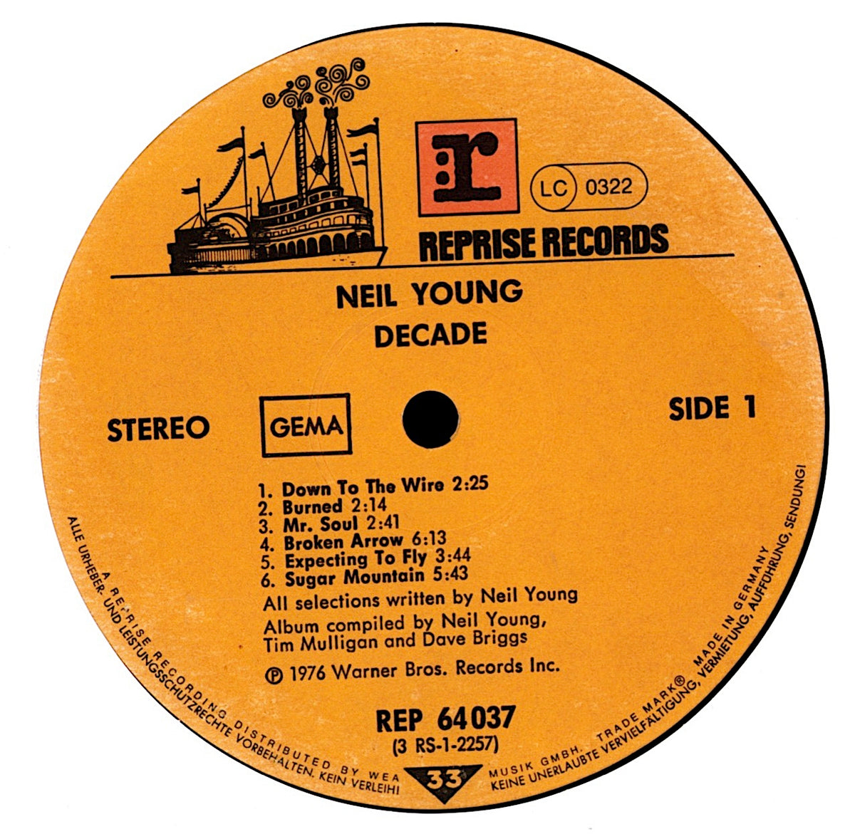 Neil Young – Decade (3LP, GEMA, Germany) – RARE Translucent Vinyl (Smoky Amber / Brown Glow Under Light)