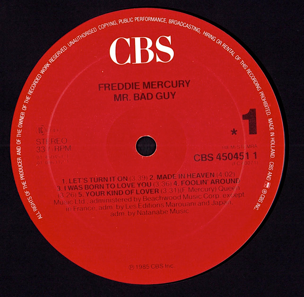 Freddie Mercury – Mr. Bad Guy Vinyl LP | EU Reissue | CBS Kopie