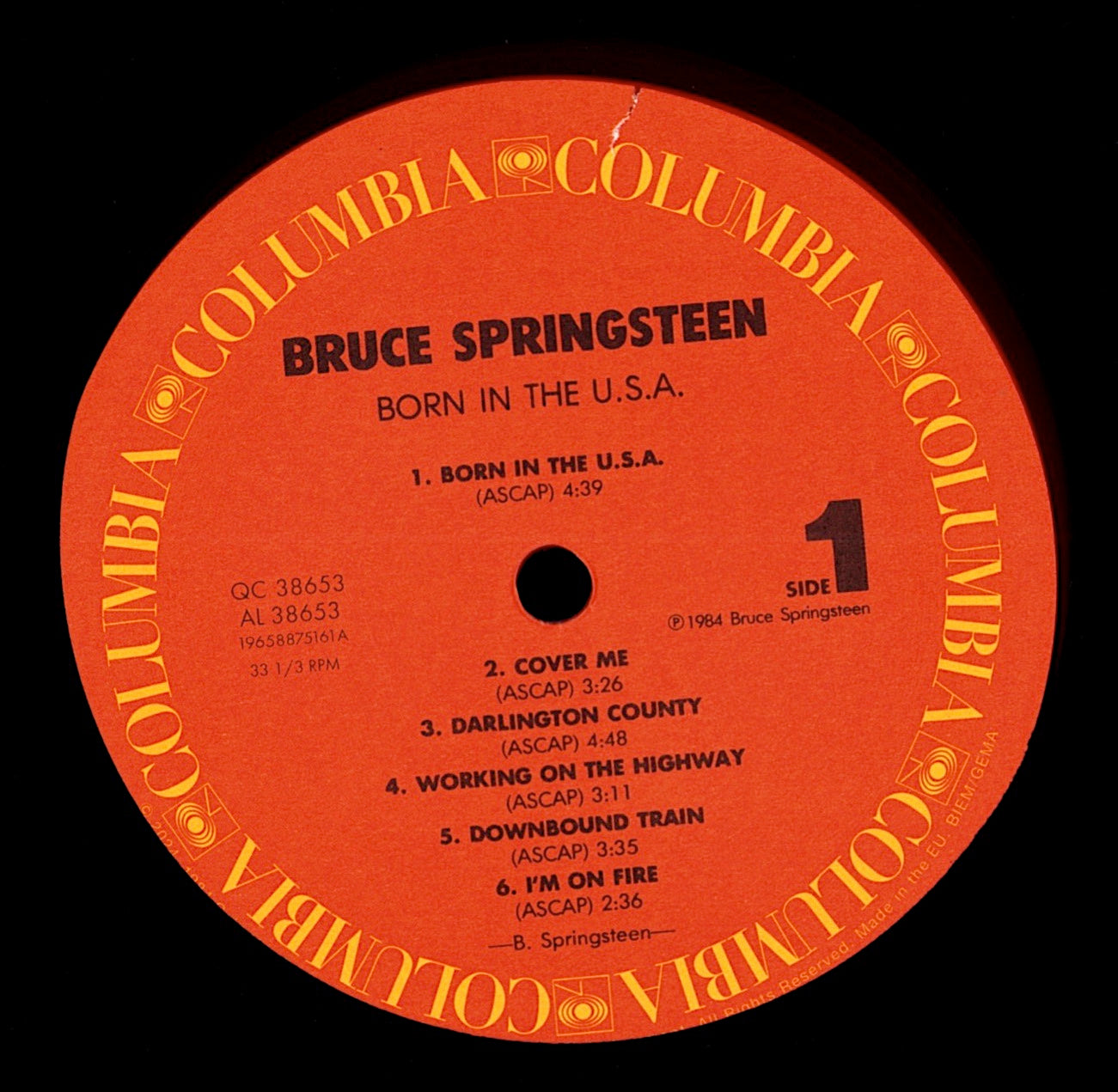 Bruce Springsteen – Born In The U.S.A. Vinyl LP Kopie