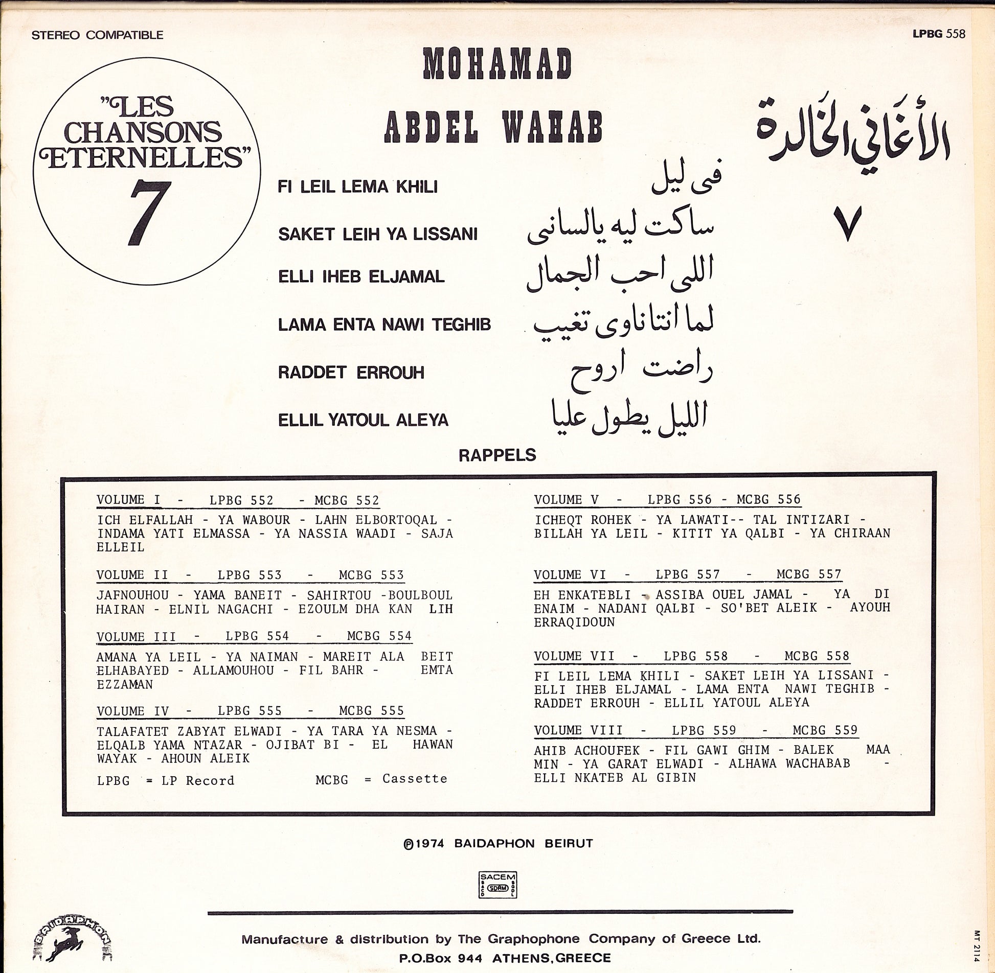 Mohamed Abdel Wahab Vinyl LP