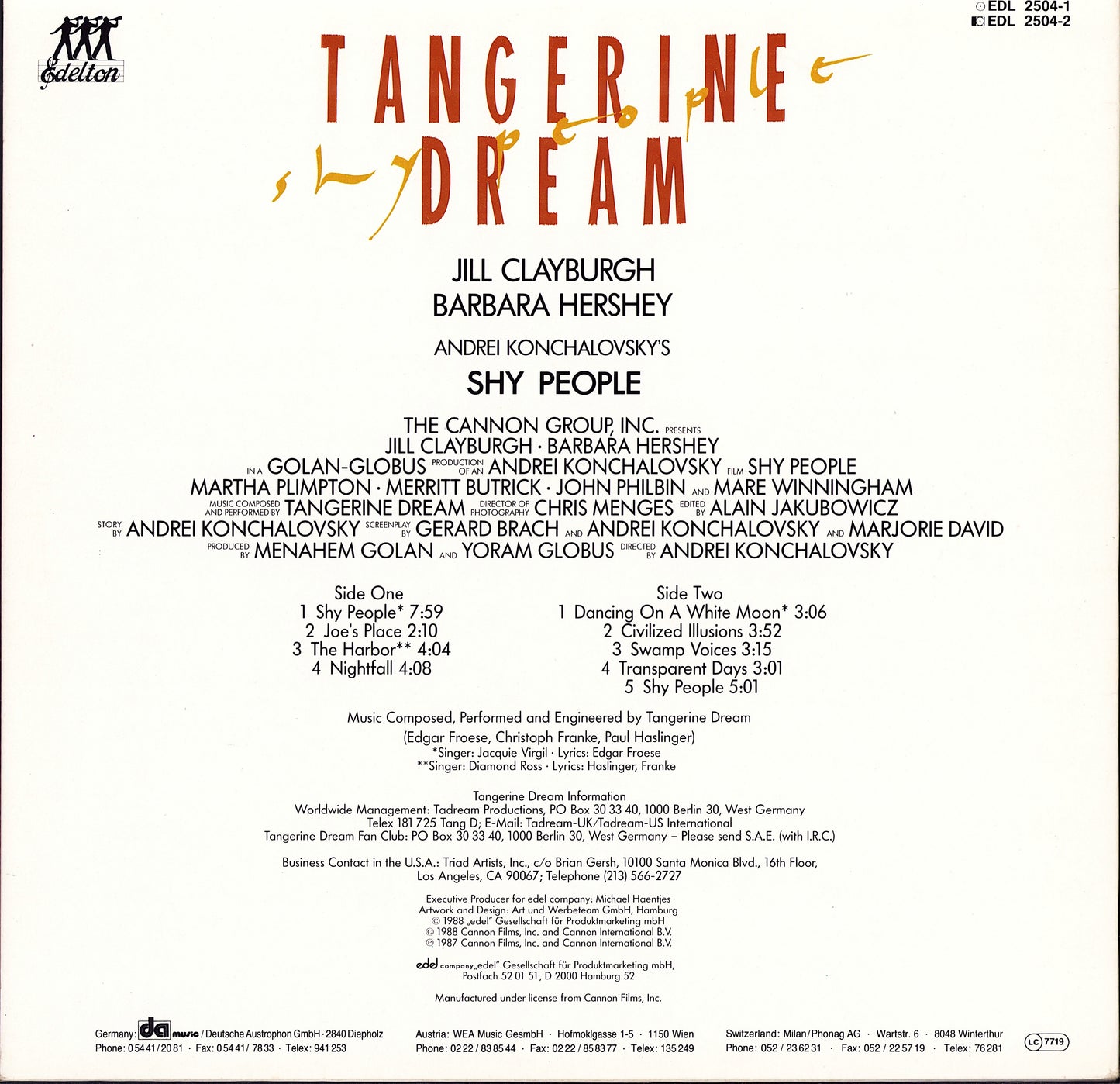 Tangerine Dream – Shy People Vinyl LP