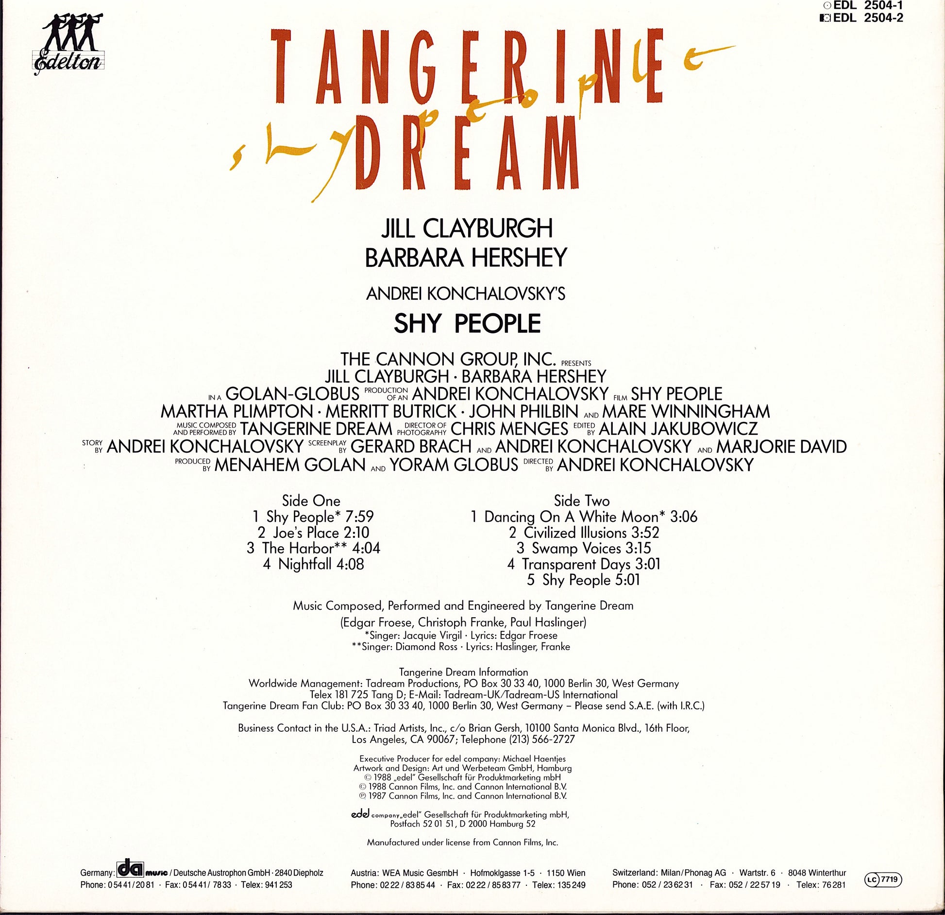 Tangerine Dream – Shy People Vinyl LP