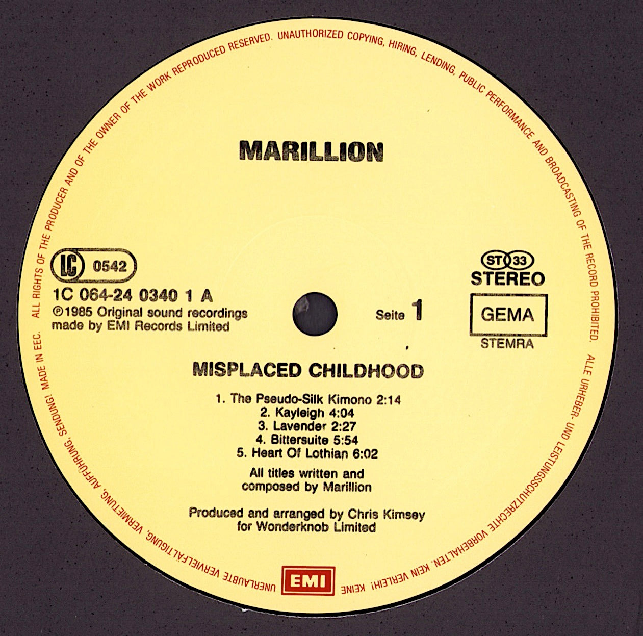 Marillion ‎- Misplaced Childhood