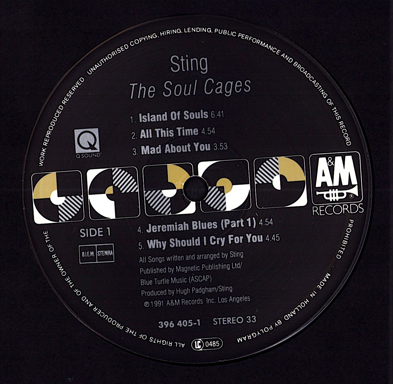 Sting - The Soul Cages Vinyl LP | EU Original | 1991 Kopie
