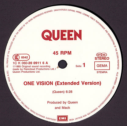 Queen ‎- One Vision Extended Version Vinyl 12" Maxi-Single