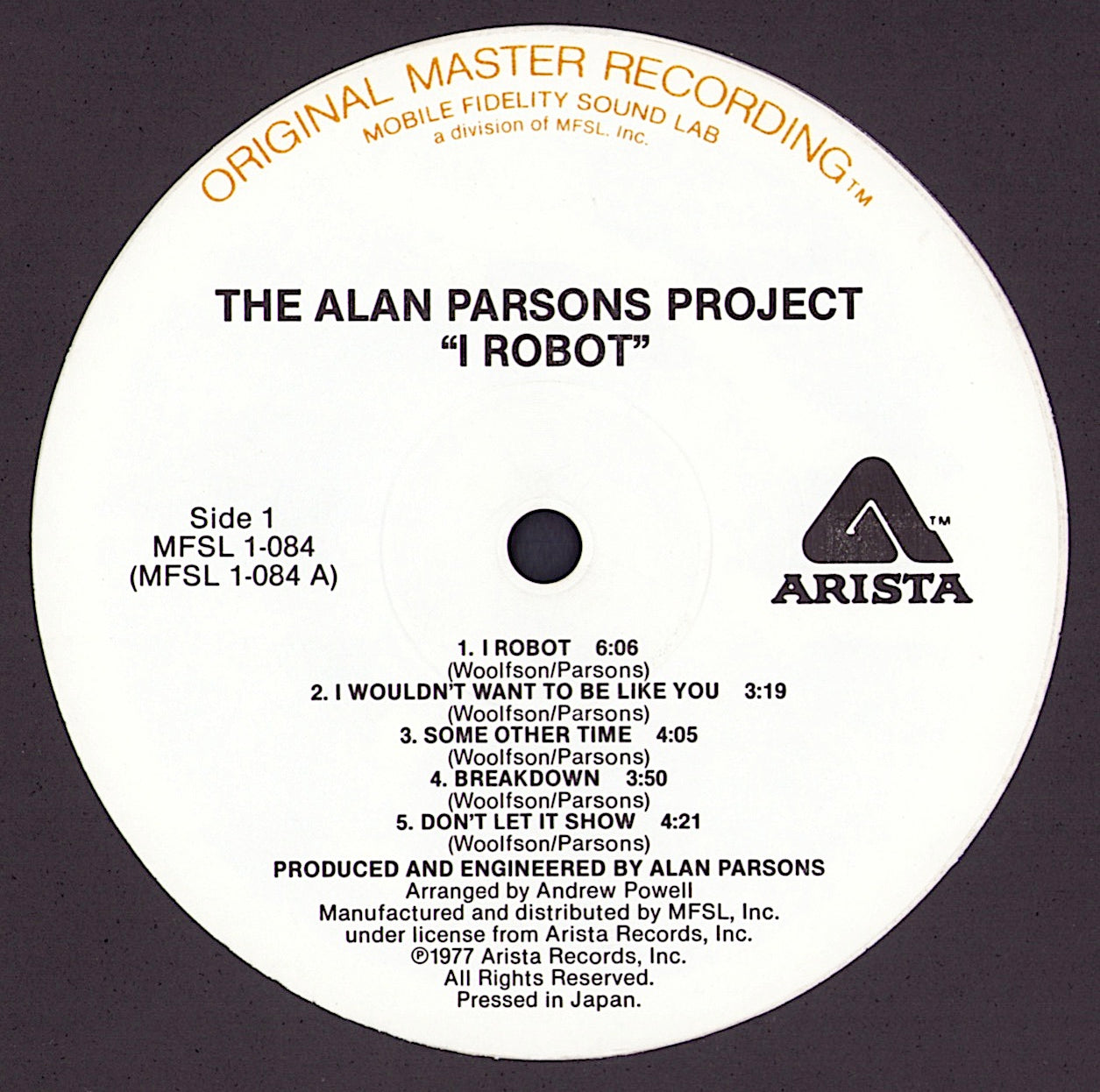 The Alan Parsons Project – I Robot Vinyl LP MFSL Press