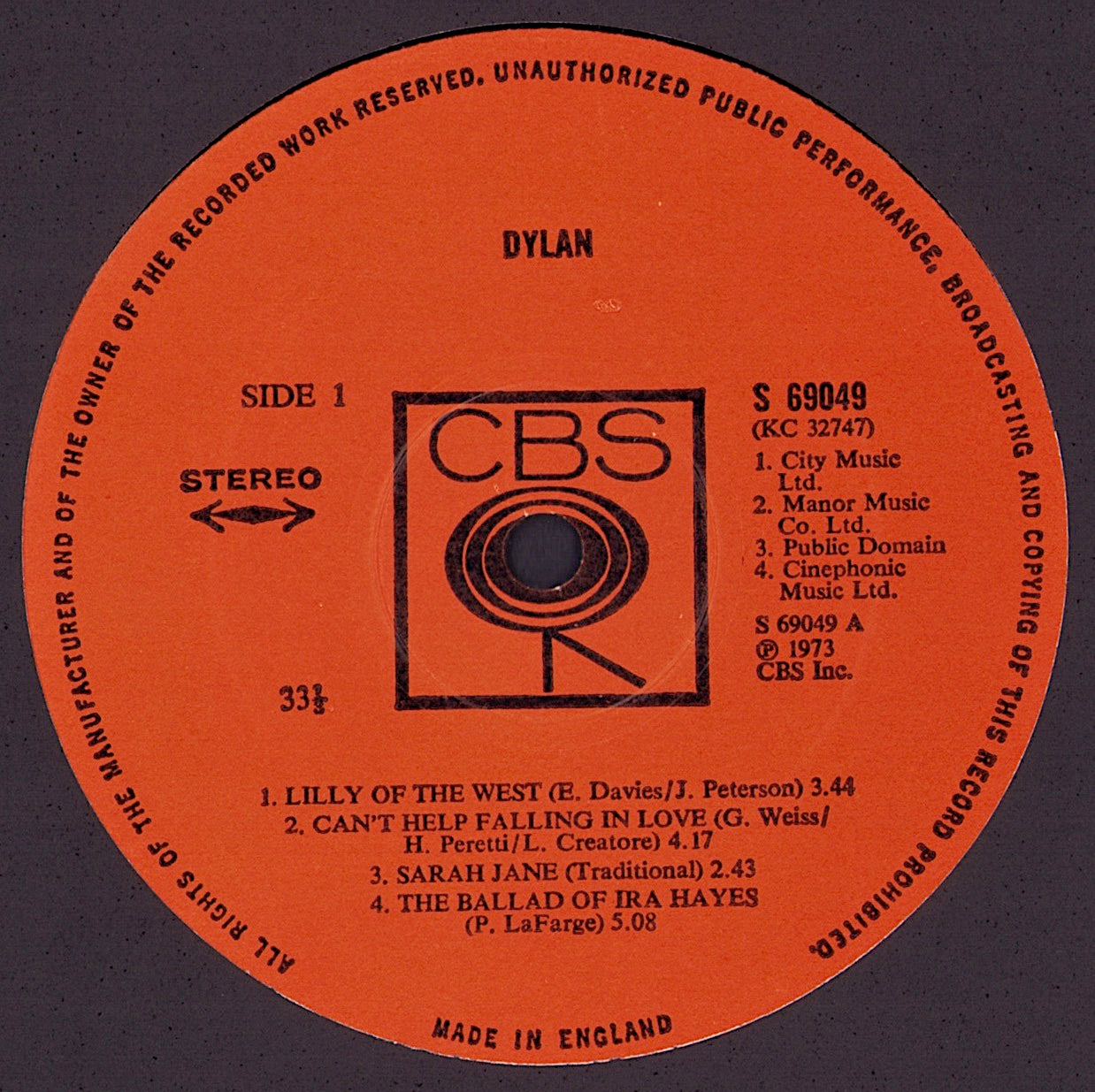 Dylan ‎- Dylan Vinyl LP