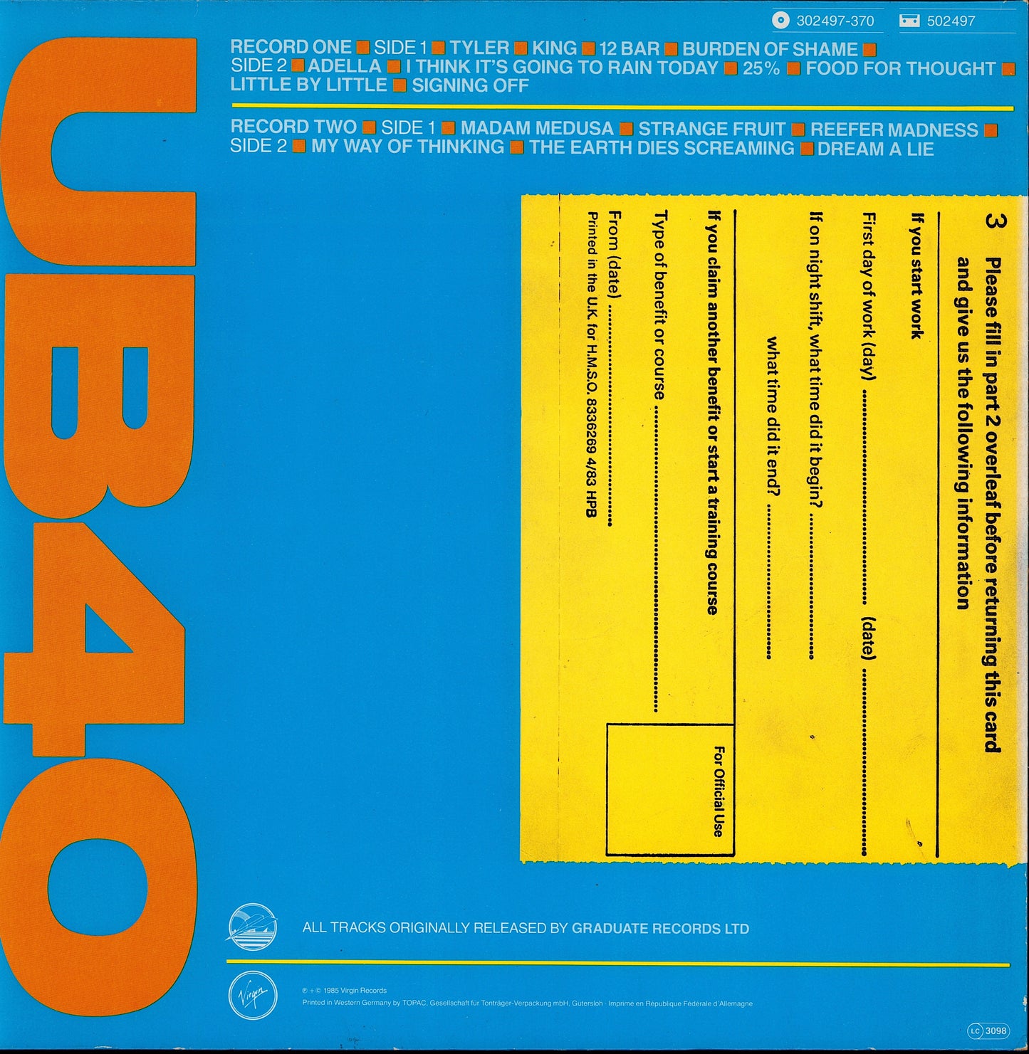 UB40 - The UB40 File (Vinyl 2LP | EU Original | 1985)