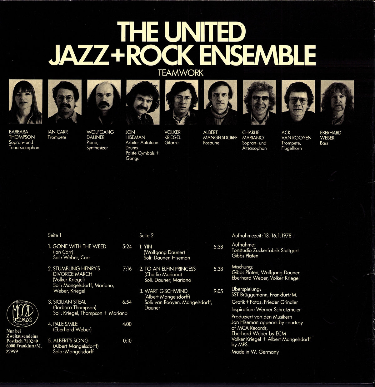 The United Jazz+Rock Ensemble - Teamwork (Vinyl LP | German Release | 1978)