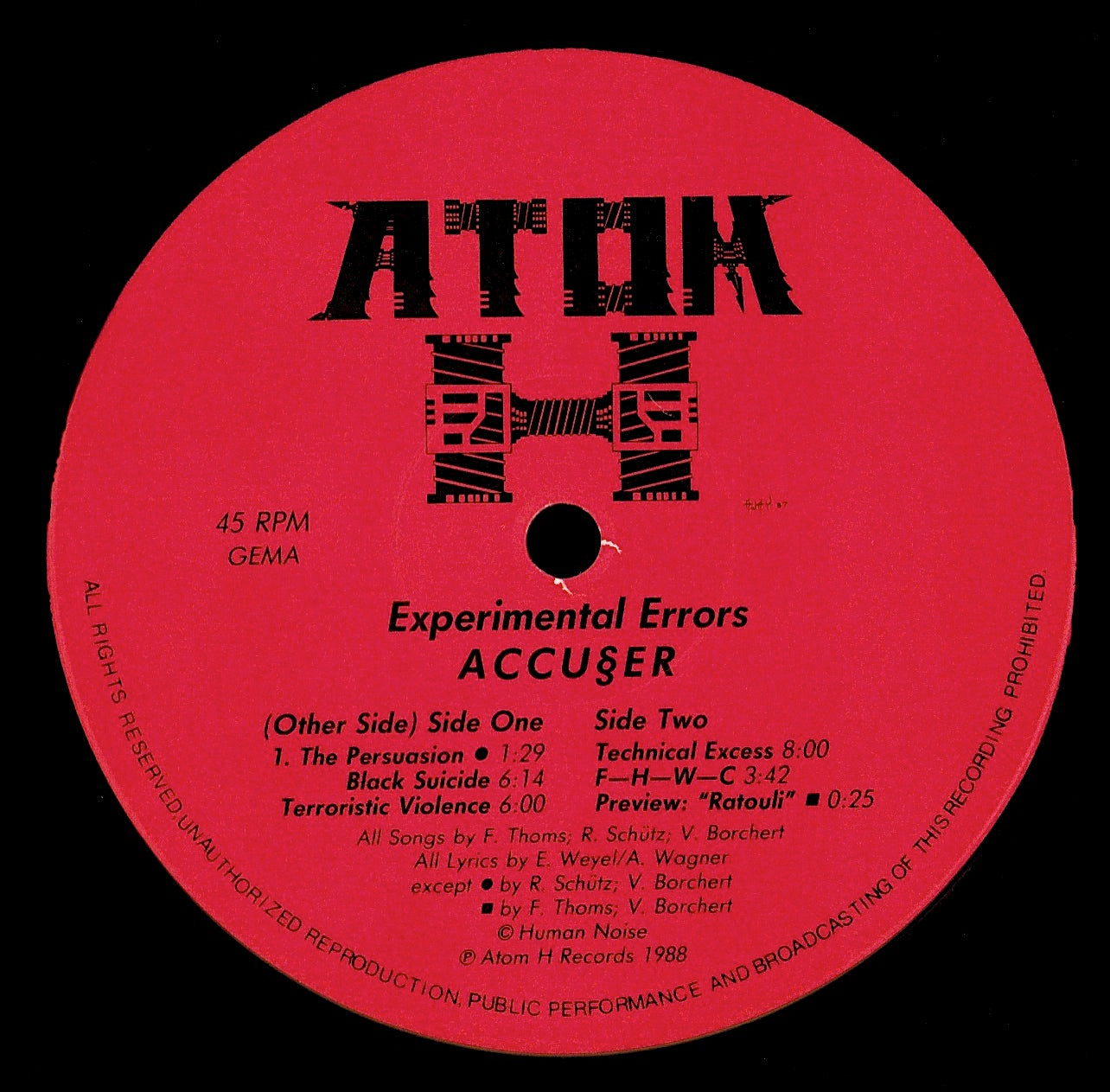 Accu§er – Experimental Errors Clear Vinyl Mini-Album
