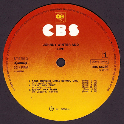 Johnny Winter And – Live Vinyl LP