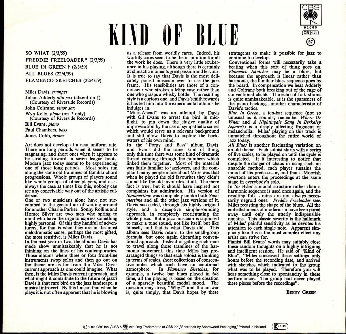 Miles Davis - Kind of Blue Vinyl LP | EU Reissue Kopie