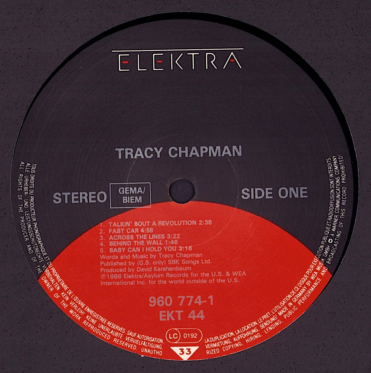 Tracy Chapman ‎- Tracy Chapman Vinyl LP