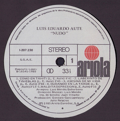 Luis Eduardo Aute - Nudo Vinyl LP