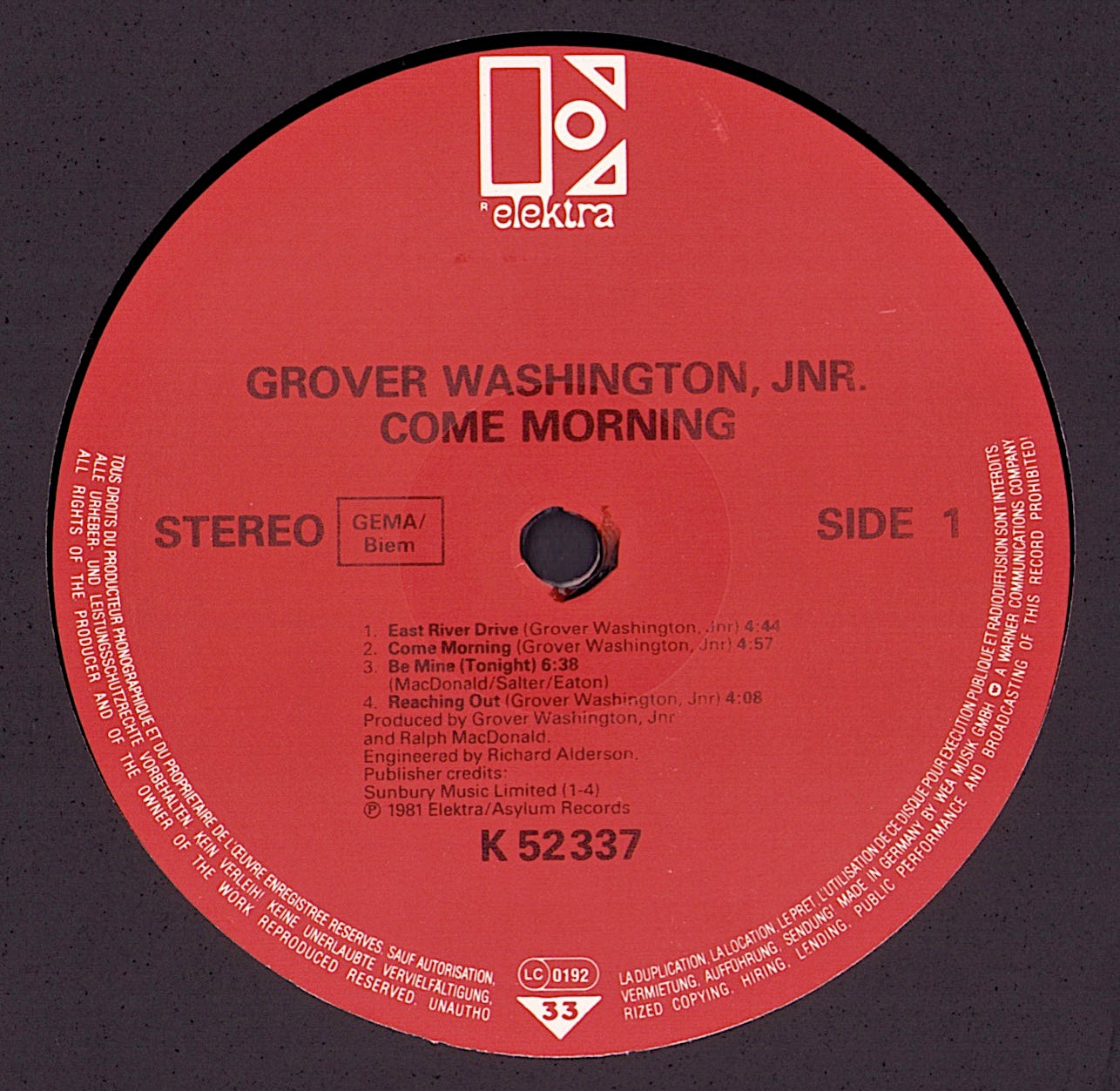 Grover Washington, Jr. ‎- Come Morning Vinyl LP