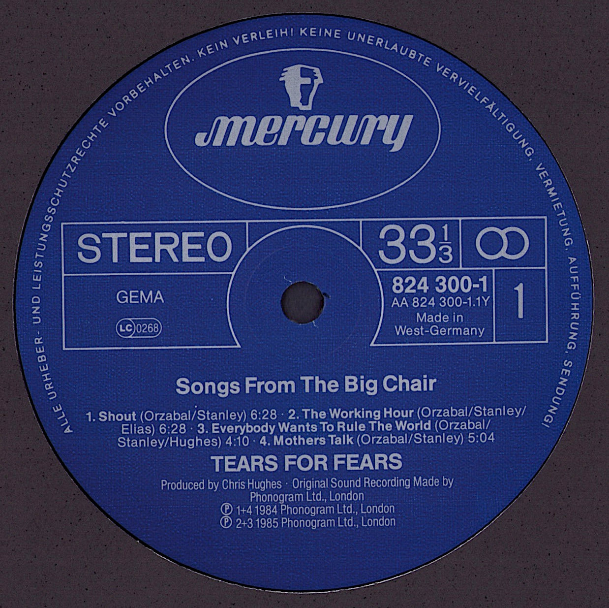 Tears For Fears - Songs From The Big Chair Vinyl LP