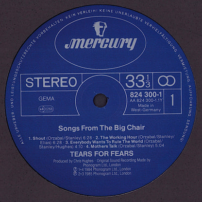 Tears For Fears - Songs From The Big Chair Vinyl LP