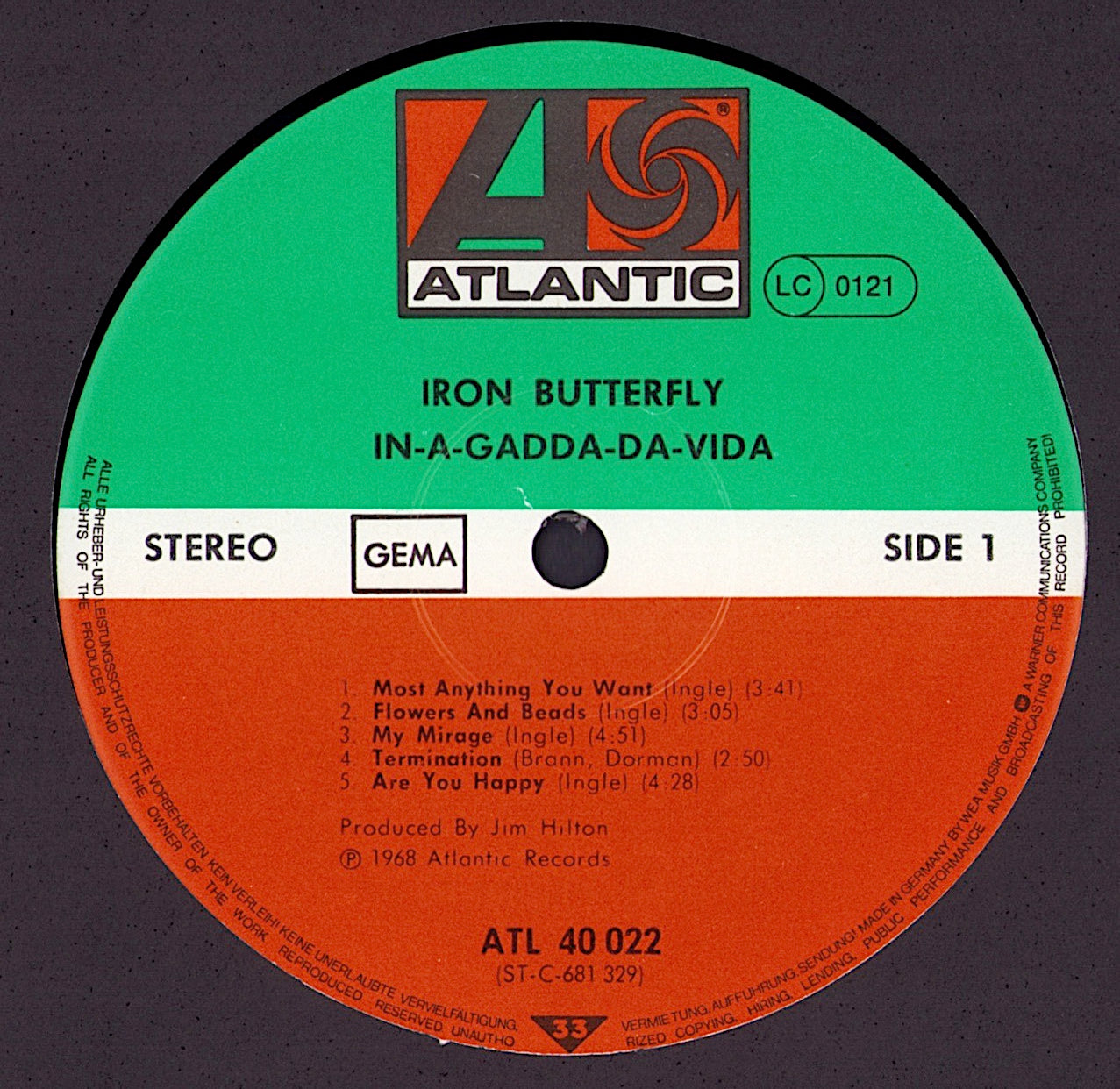 Iron Butterfly - In-A-Gadda-Da-Vida Vinyl LP