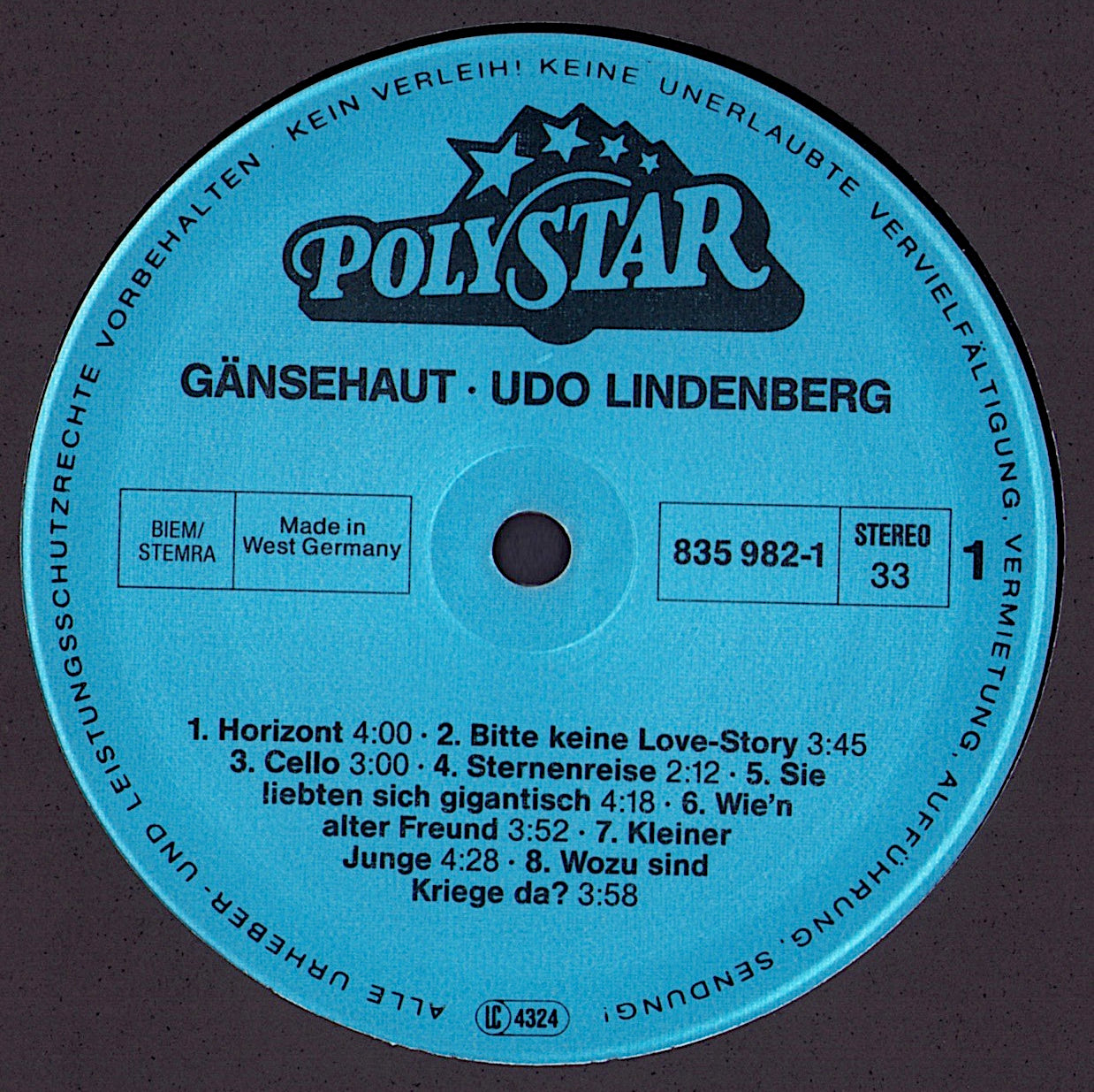 Udo Lindenberg – Gänsehaut Vinyl LP