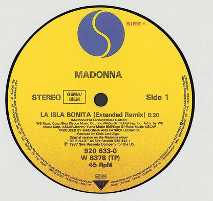 Madonna ‎- La Isla Bonita Vinyl 12" Maxi-Single