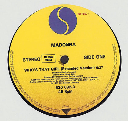 Madonna - Who's That Girl Extended Version Vinyl 12" Maxi-Single