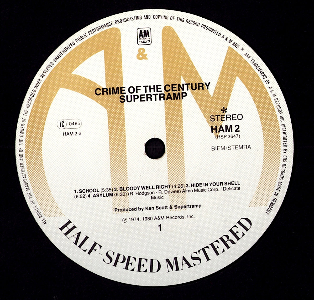 Supertramp – Crime Of The Century Vinyl LP | Half-Speed Mastered | EU Reissue | 1980 Kopie