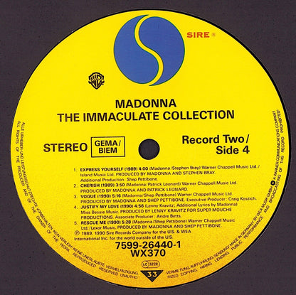 Madonna - The Immaculate Collection Vinyl 2LP