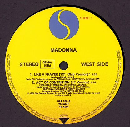 Madonna ‎- Like A Prayer Vinyl 12"