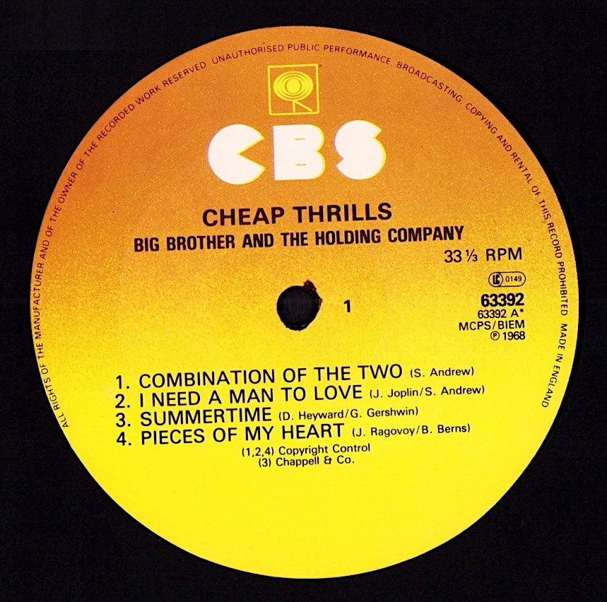 Big Brother & The Holding Company - Cheap Thrills (Vinyl LP | UK Reissue | 1975)