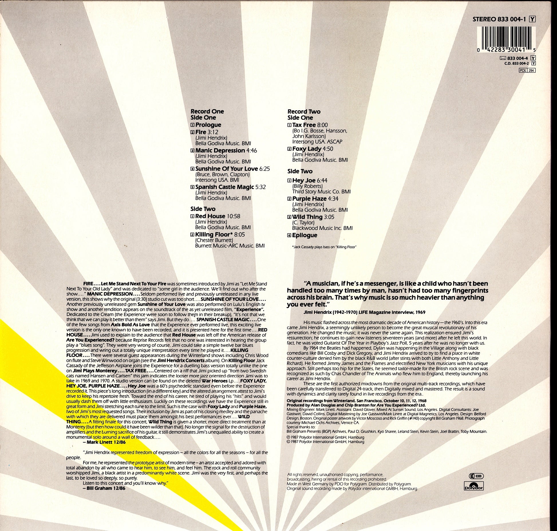 Jimi Hendrix – Sound Track Recordings From The Film "Jimi Hendrix" Vinyl 2LP | DE Reissue | 1980 Kopie Kopie