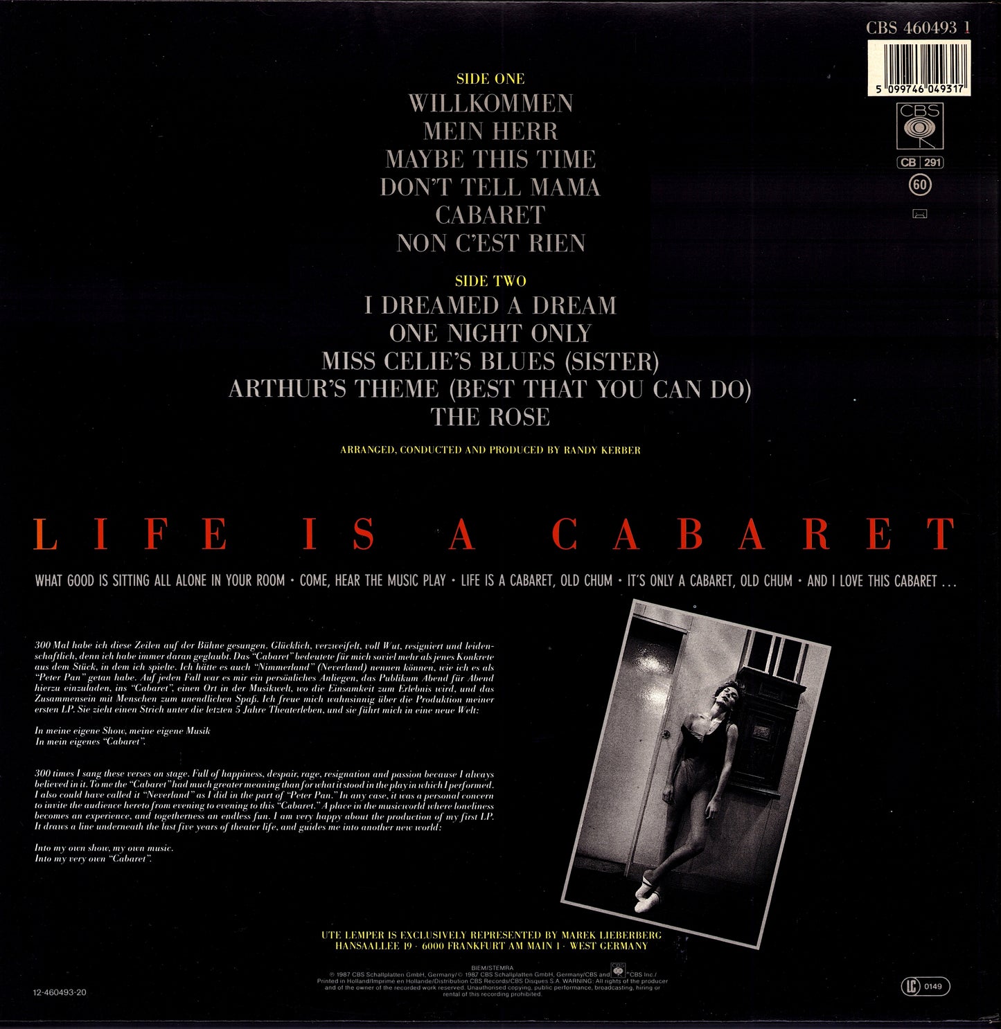Ute Lemper - Life Is A Cabaret Vinyl LP | EU Original | 1987