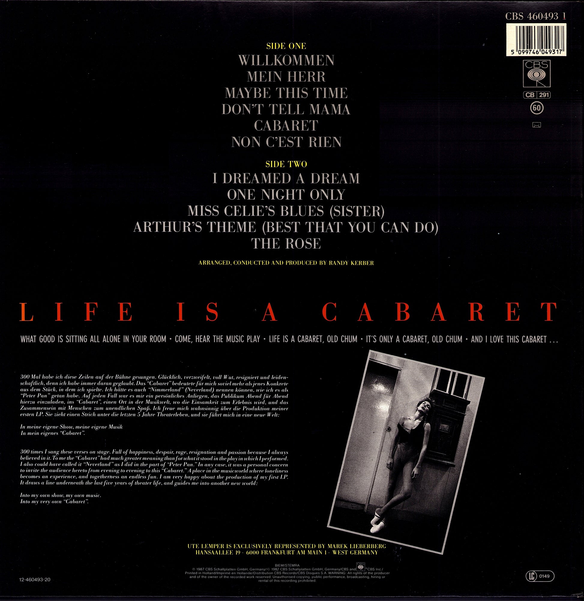 Ute Lemper - Life Is A Cabaret Vinyl LP | EU Original | 1987