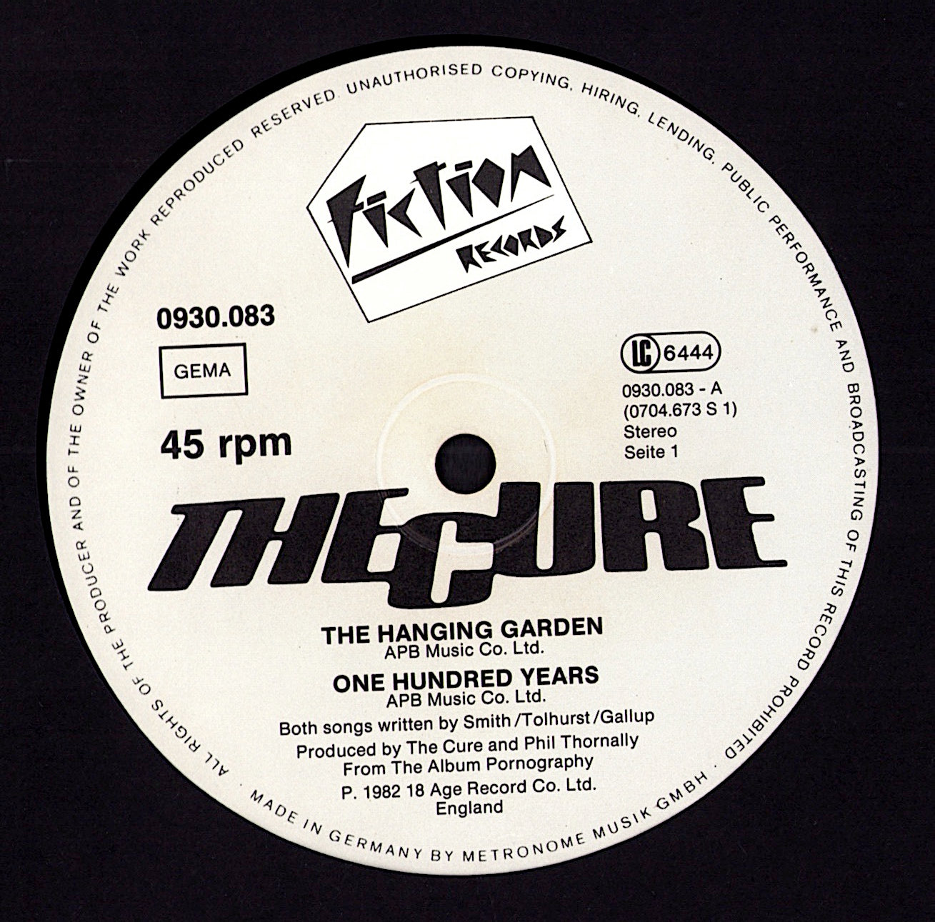 The Cure – A Single (Vinyl 10" | DE Original | 1982)