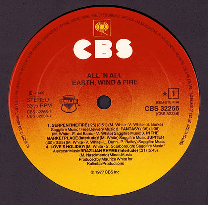 Earth, Wind & Fire ‎– All 'N All Vinyl LP