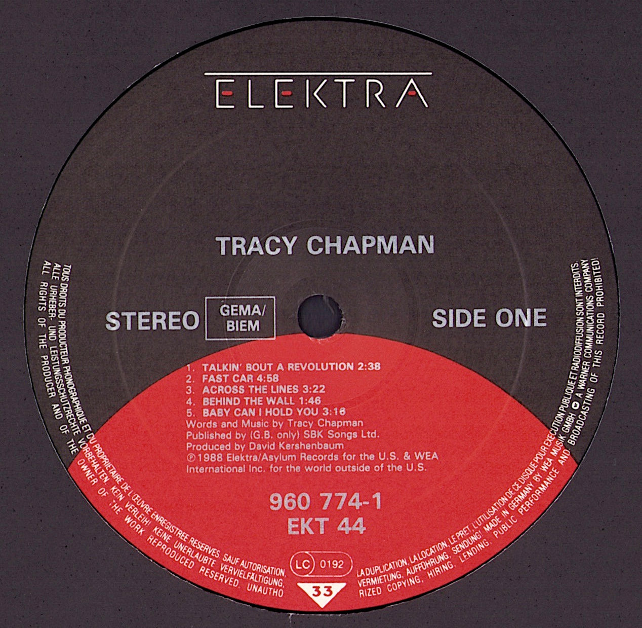 Tracy Chapman ‎- Tracy Chapman Vinyl LP