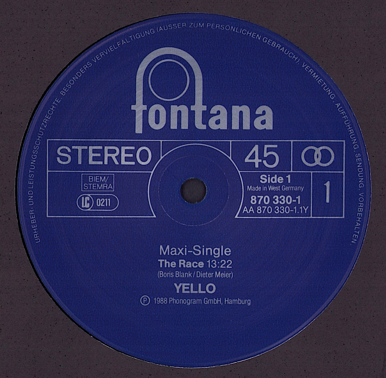 Yello – The Race Vinyl 12"