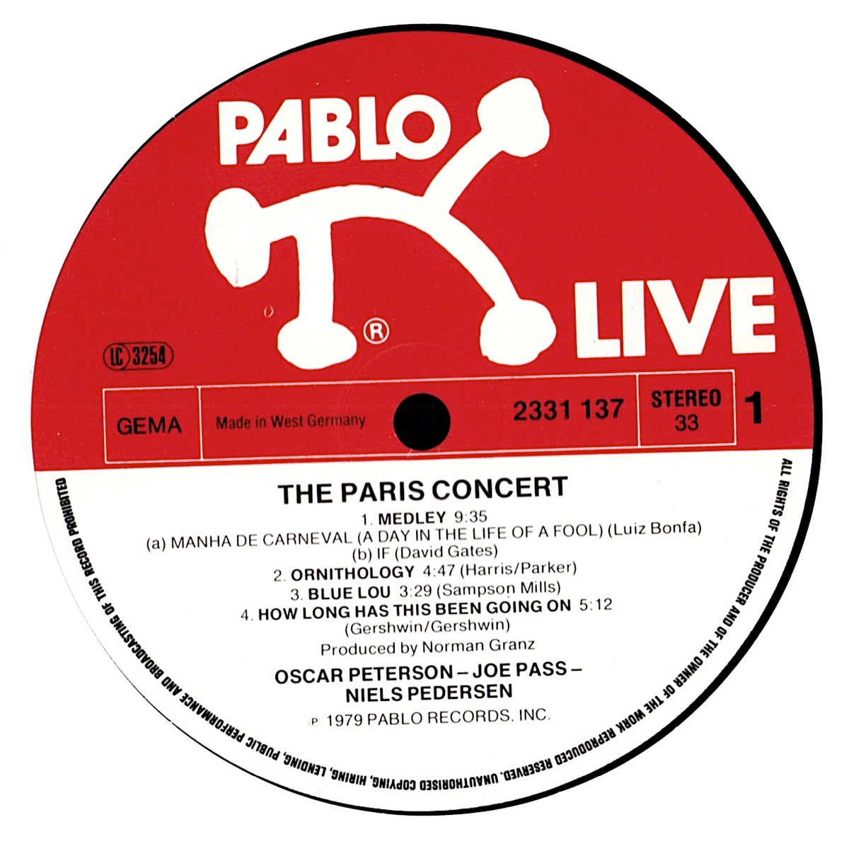 Oscar Peterson, Joe Pass, Niels Pedersen - The Paris Concert: Salle Pleyel, 1978 (Vinyl 2LP | German Release | Gatefold)