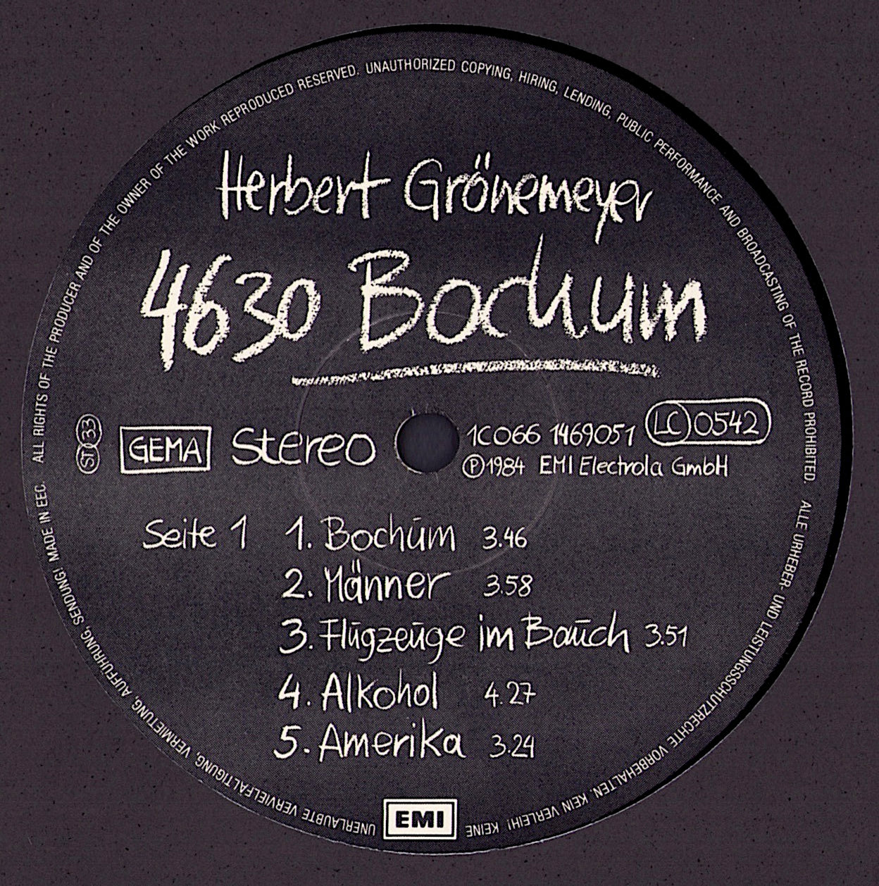 Herbert Grönemeyer - 4630 Bochum Vinyl LP