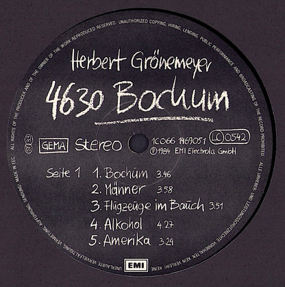 Herbert Grönemeyer - 4630 Bochum Vinyl LP