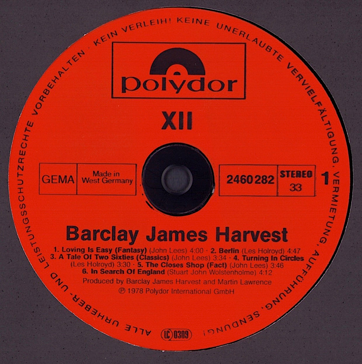 Barclay James Harvest ‎- XII Vinyl LP