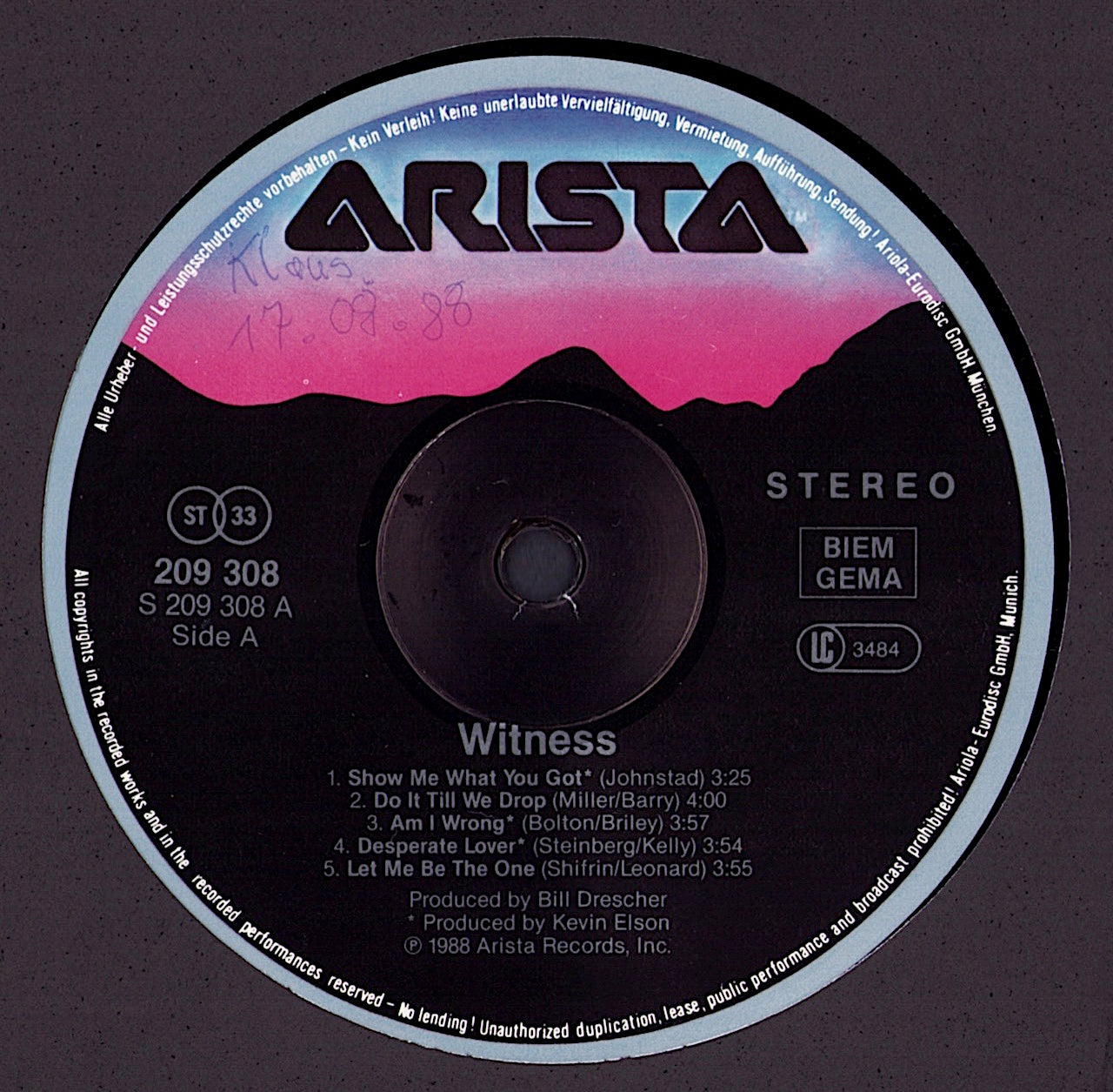 Witness – Witness Vinyl LP