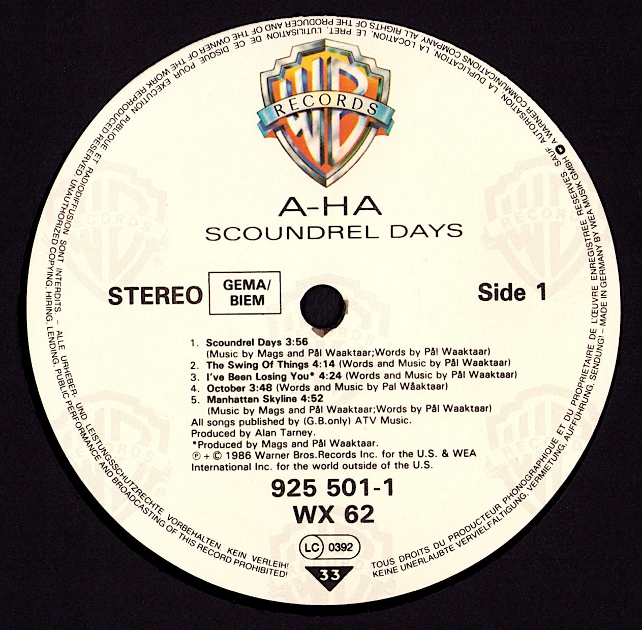 a-ha - Scoundrel Days Vinyl LP