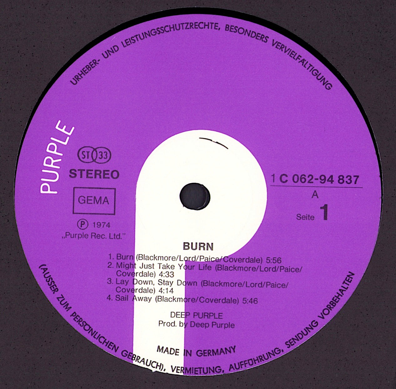 Deep Purple ‎- Burn Vinyl LP