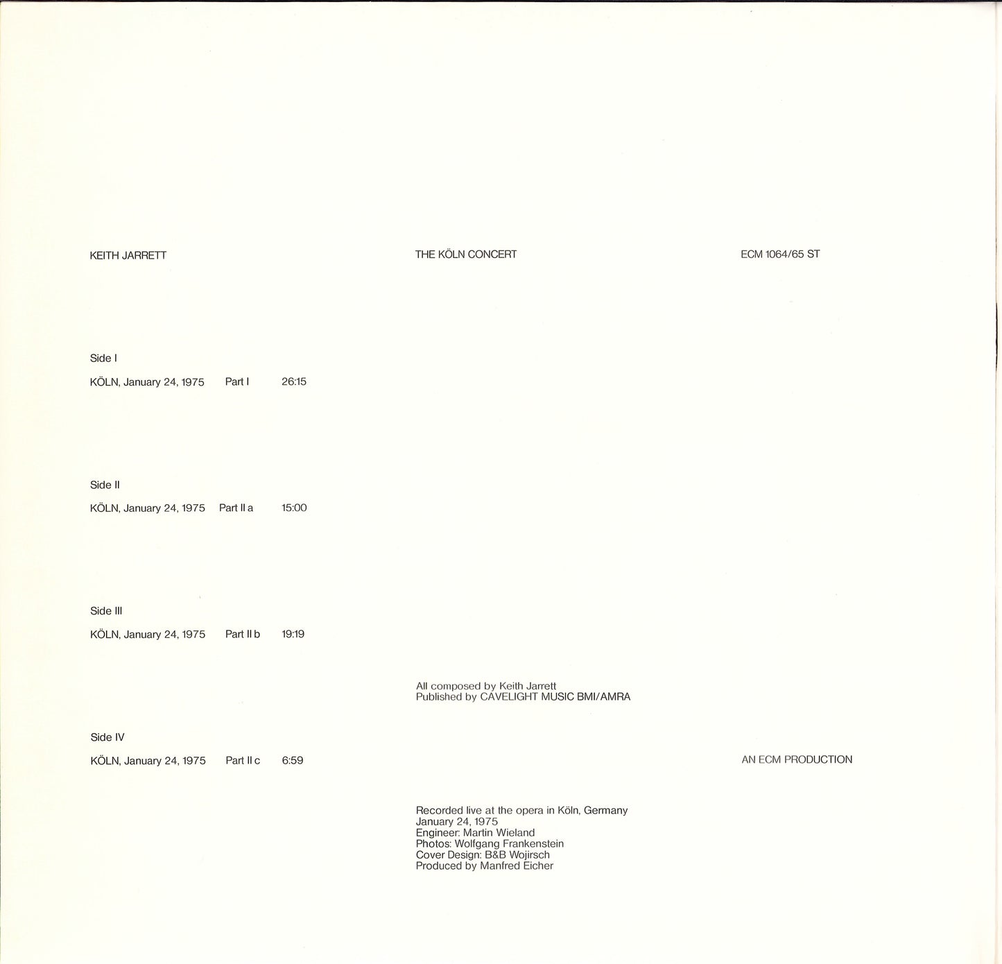 Keith Jarrett ‎- The Köln Concert Vinyl 2LP