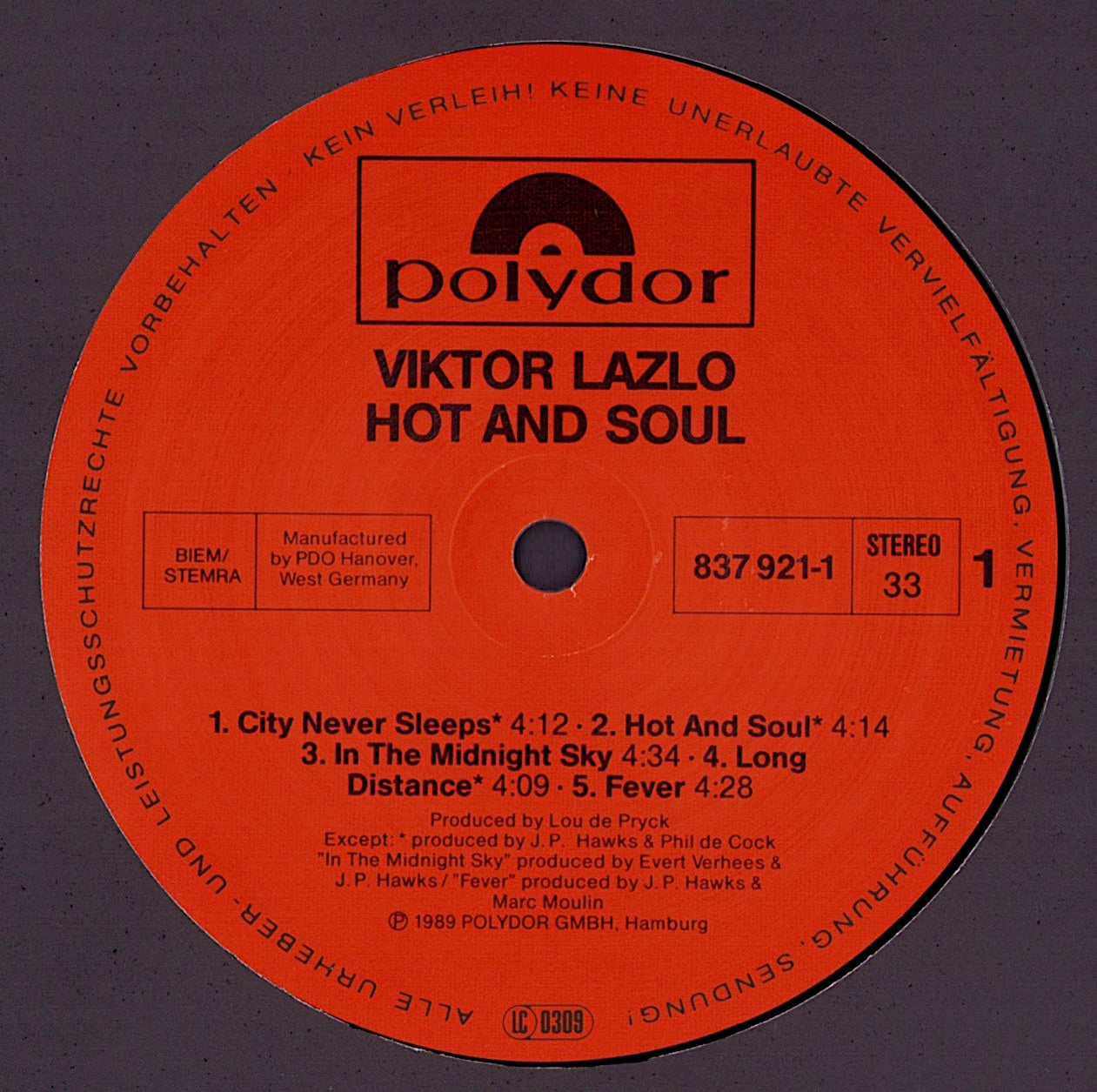 Viktor Lazlo ‎- Hot And Soul